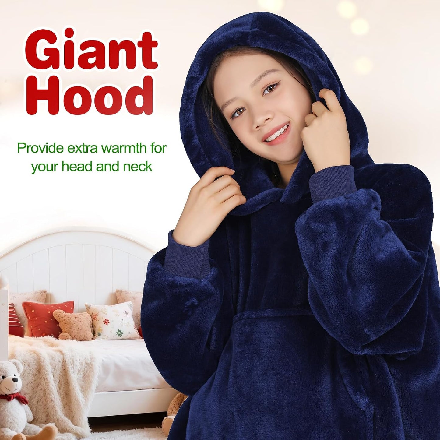 Wearable Blanket Sweatshirt Gifts for Women and Men, Warm and Cozy Giant Blanket Hoodie, Thick Flannel Blanket with Sleeves and Giant Pocket - Dark Gray
