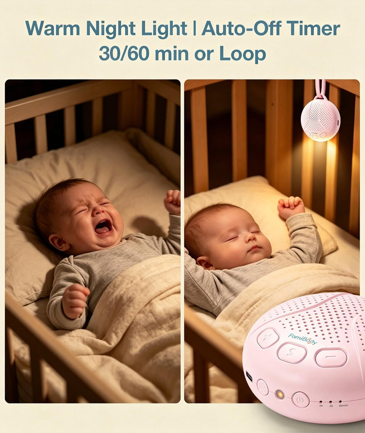 Portable Baby Sound Machine and Shusher for Newborns and Travel