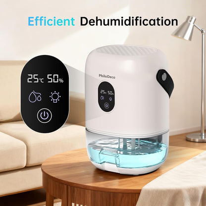 PHILODECO 35 OZ Dehumidifiers for Home(280 sq.ft), Ultra Quiet 25 dB for Bedroom & Bathroom with Auto Shut Off, Small Dehumidifiers for Closet, RV & Basement, 7 Colors LED Light, White