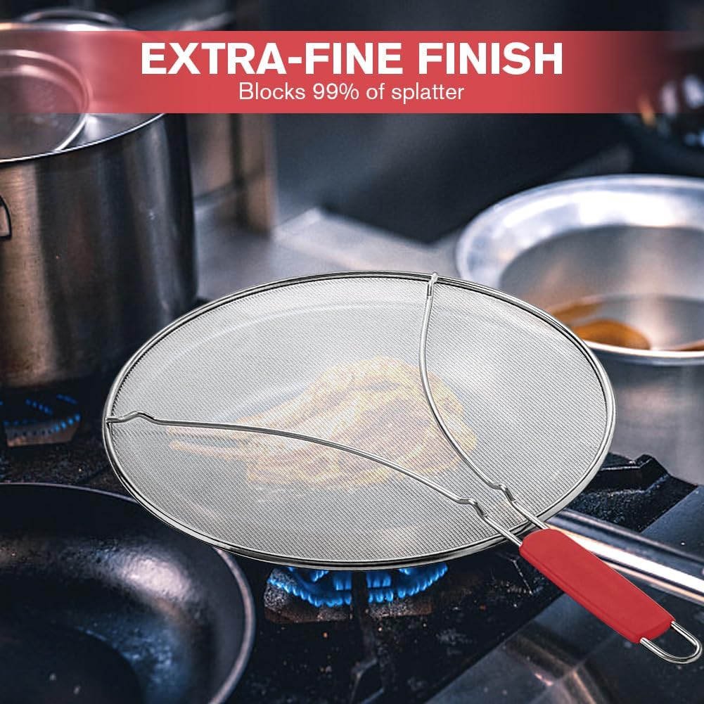 Splatter Screen for Frying Pan,Silicone Grease Splatter Guard, Heat-Resistant Splatter Guards for Cooking,Dishwasher Safe (9.8", 11.4", 13")