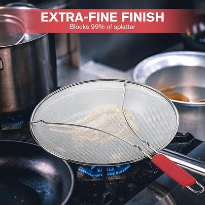 Splatter Screen for Frying Pan,Silicone Grease Splatter Guard, Heat-Resistant Splatter Guards for Cooking,Dishwasher Safe (9.8", 11.4", 13")