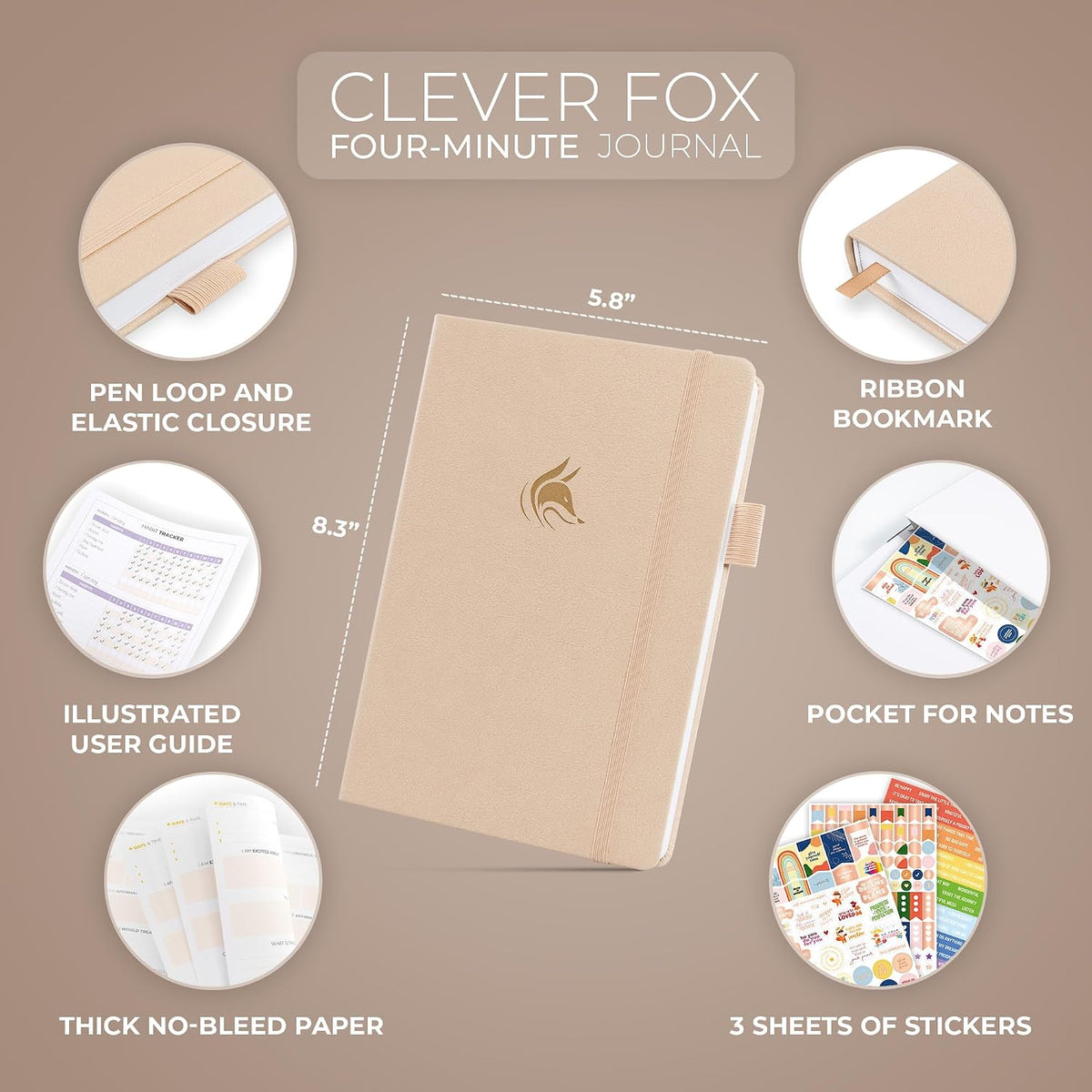 Clever Fox 4 Minute Journal, Guided Daily Habit Tracker Aquamarine
