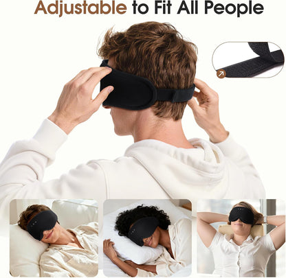 Bamboo Cotton Bluetooth Sleep Mask, 2 in 1 3D Soft Sleep Mask with Sleep Headphones, Sleep Eye Mask with Timming Setting, Blackout Sleeping Mask for Side Sleepers, Women Men, Black (Black)