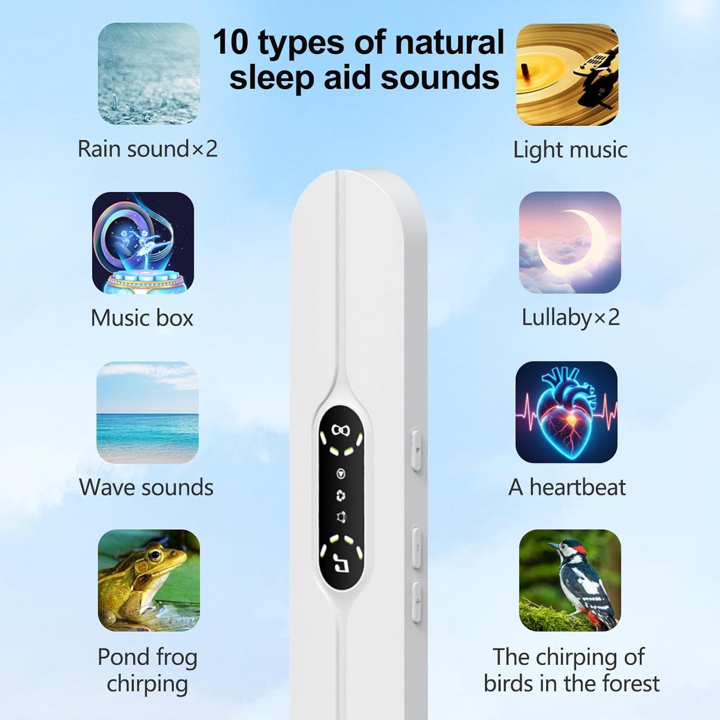 Hesond Pillow Speaker Bone Conduction White Noise with LED Display Timer | Bluetooth Stereo Wireless Music Mini Portable Sleep Headphones Bar Sleep Speaker for Side Sleepers Supports TF Card (Black)