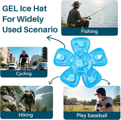 Head Gel Ice Pack, Cold Gel Ice Packs for Injuries, Heat Stroke Prevention Cooling Hat Insert, Reusable Ice Packs for Hard Hats, Sun Hats, Cycling Helmets, 4 Packs