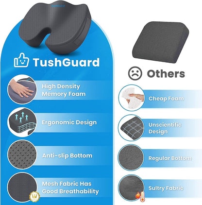 TushGuard Seat Cushion for Office Chair, Memory Foam Chair Cushion, Black