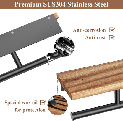 Tindbea Toilet Paper Holder with Wood Shelf, Wooden Wall Mount Tissue Paper Roll Holder, Matte Black Stainless Steel Bathroom Accessories Decor Household Home Apartment Restroom Essentials (Walnut)