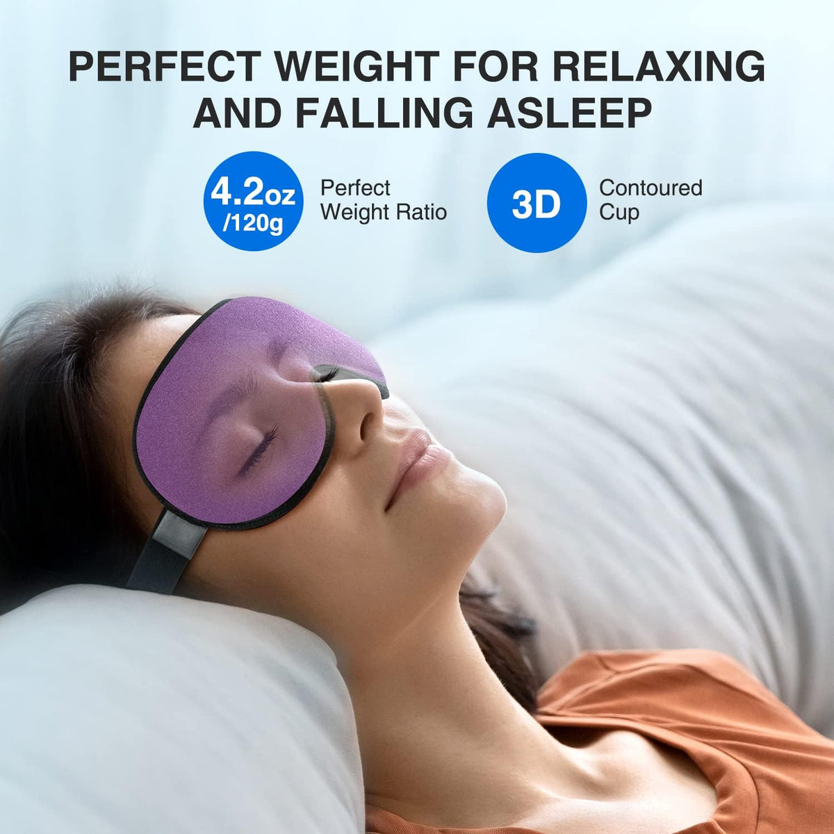 YFONG Weighted Sleep Mask for Women Men, 3D Light Blocking Eye Mask, Black