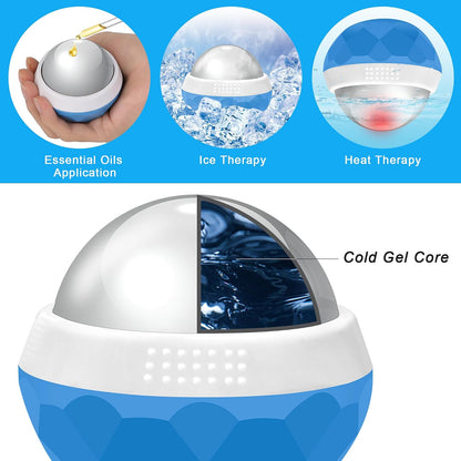 Coolrunner Cold Massage Roller Ball, Cryosphere Cold Massage Ball- Heat Therapy & Cold Therapy Relief with Cold Gel Core- Helps with Muscles Recovery and Inflammation for Shoulders, Neck (Black Blue) | Heat Therapy & Cold Therapy Relief, Helps with