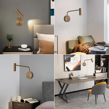 ZEROUNO Wall Mounted Reading Light for Bedroom LED Hardwired Sconce with Switch on/Off Modern 3000K Swing Arm Bedside Wall Mount Lamp (Black)