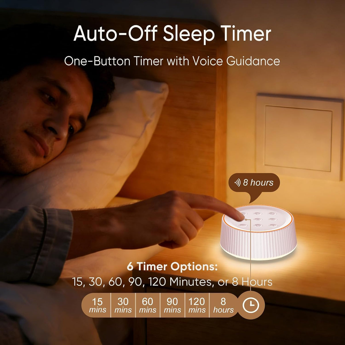 Noise Machine, White Noise Sound Machine for Baby & Adults, 26 Soothing Sounds, 8 Night Light Colors, Tap Control, 6 Timer Settings, Auto-Off & Memory, 4-7-8 Breathing (Black, Standar)