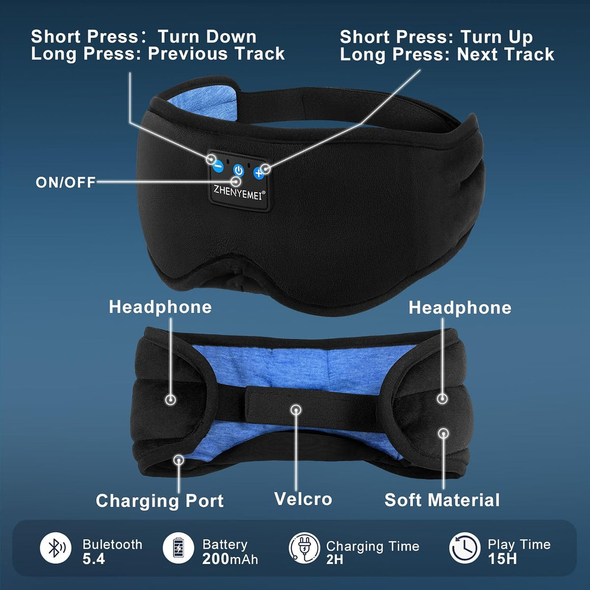 Sleep Mask with Bluetooth 5.4 Headphones, Removable 3D Eye Cups, Timing Sleeping Headphones for Side Sleepers, Wireless Music Eye Mask Speakers for Men, Women, Tech Gifts, Pink