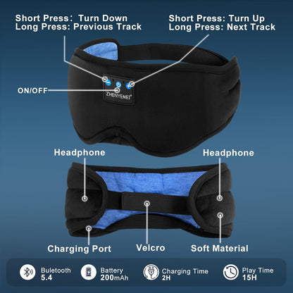 Sleep Mask with Bluetooth 5.4 Headphones, Removable 3D Eye Cups, Timing Sleeping Headphones for Side Sleepers, Wireless Music Eye Mask Speakers for Men, Women, Tech Gifts, Pink