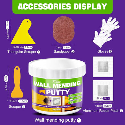 Drywall Repair Kit, 10.5oz Wall Spackle Paste,Drywall Hole Patch Repair Kit | For filling nail holes and crack on wall surfaces,drywall mud plaster with scraper & self-adhesive mesh patches