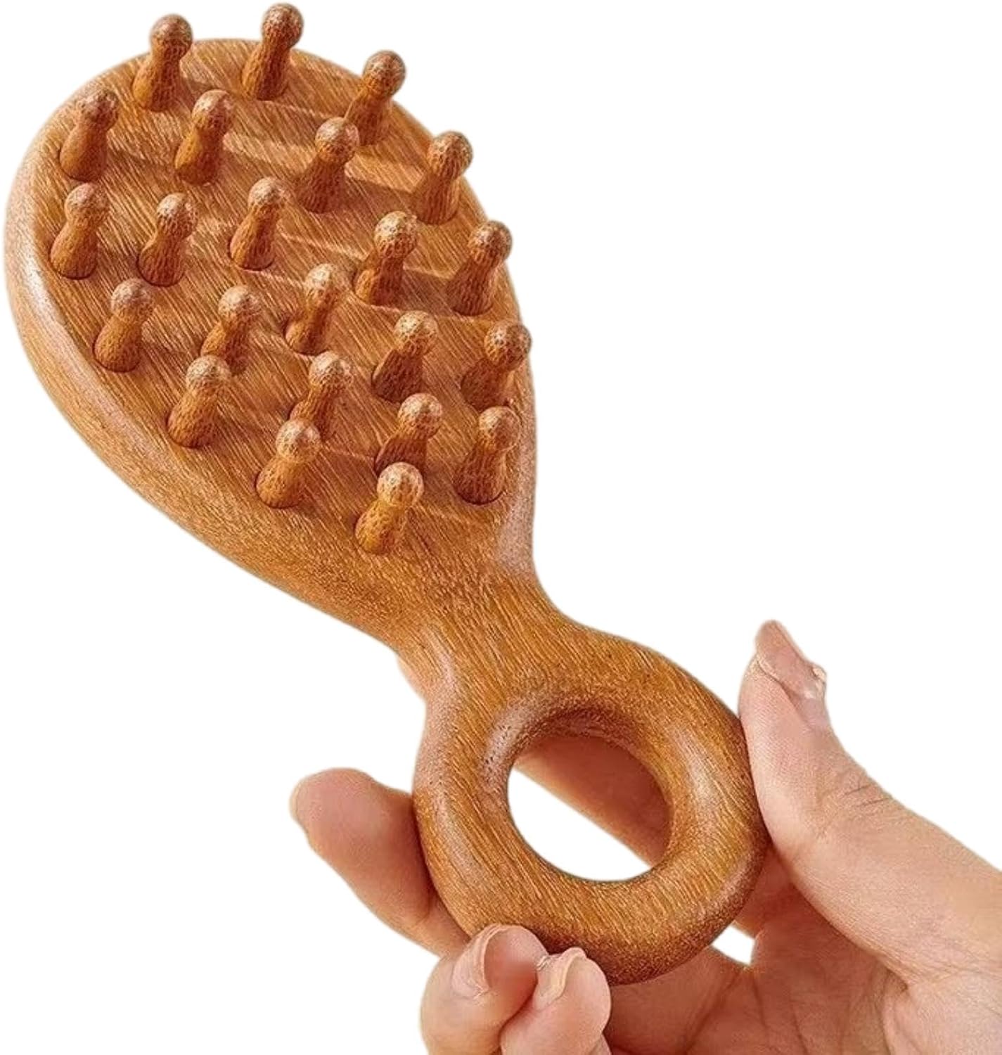 Sandalwood Head Massager Comb, Gua Sha Tooth for Stress Relief | Ergonomic Handle, Neck & Shoulder Relaxation, Headache Relief, Wide Tooth Natural Wood, Premium Craftsmanship