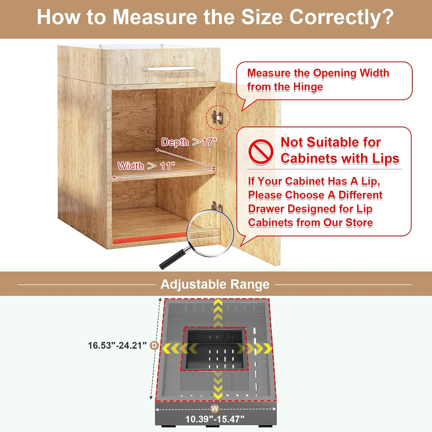 Fokyfok Pull Out Cabinet Organizer,23"-31"W,17"-24"D,Expandable,Adhesive | No Drill,5 Rails,Adjustable Slide out Drawers for Kitchen,Pantry,Roll out Shelves,Cabinets Without Lip,Framless,White,1PC