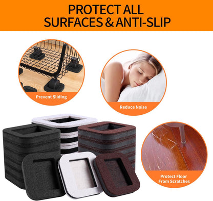 12 PCS Felt Furniture Coasters Caster Cups for Hardwood Floors, Felt Bottom Furniture Pads, Bed Office Chair Fridge Furniture Wheel Stopper to Prevent Sliding and Scratches (Black, L: 2.6" * W:1.8")