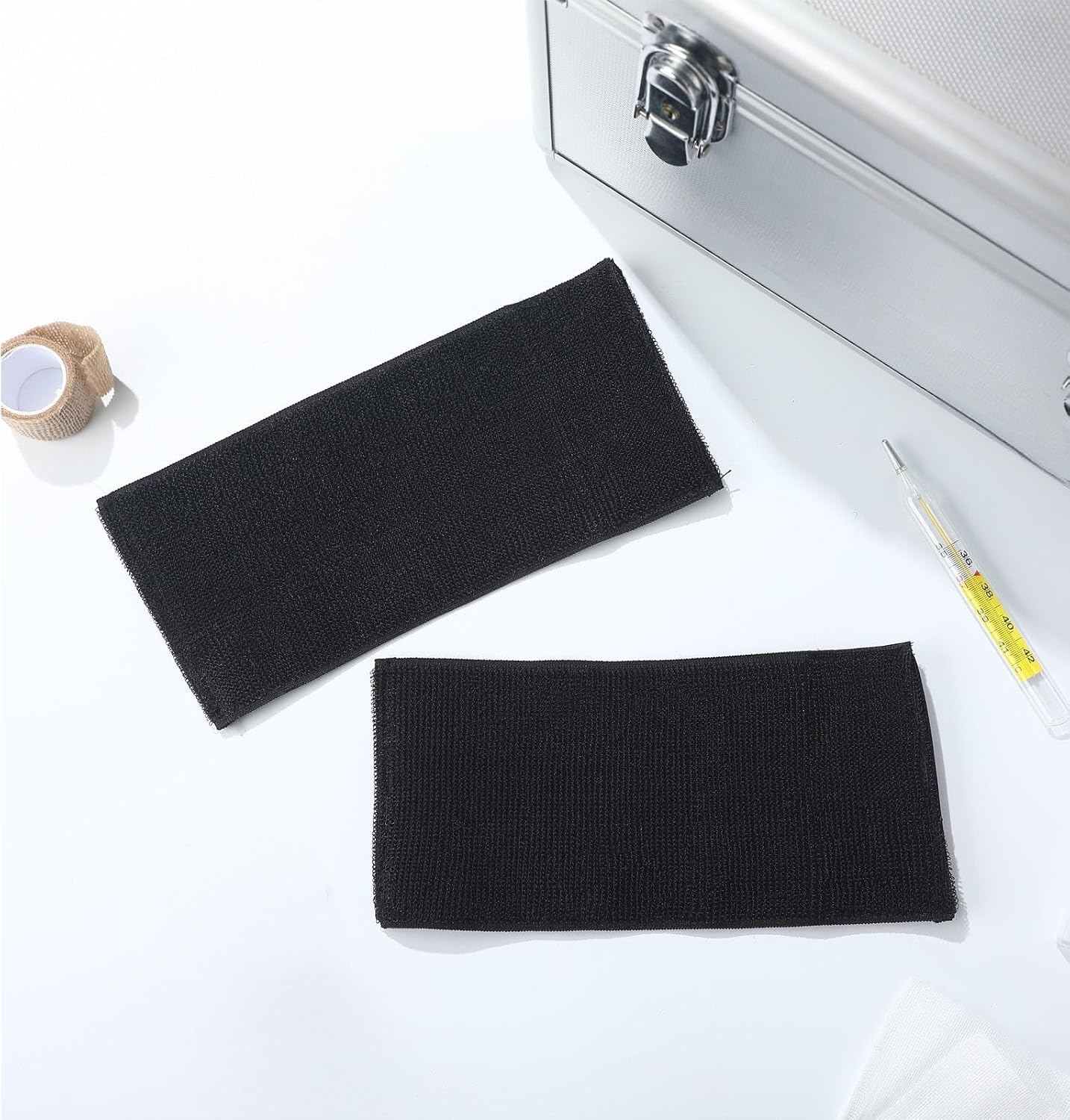 Geiserailie 2 Pcs Extender Strap Reusable 3 x 20 Inch Ice Belt Extender Strap Multipurpose Elastic Hook and Loop Extension for Ice Pack Black Back Knee Ankle Braces, Vests, Wraps, and Belts