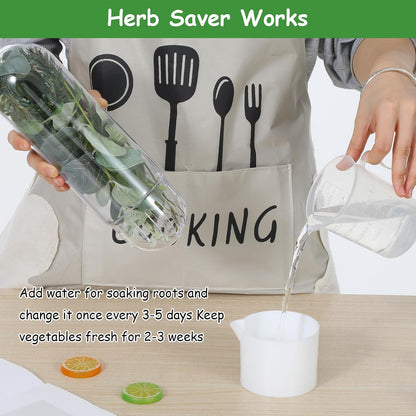 3PCS Herb Saver for Refrigerator, Fresh Herbs Lettuce Keeper for Refrigerator, Cilantro Container for Fridge Fres Parsley Mint Leaves Fresh Herb Keeper for Fresh for 2-3 Weeks