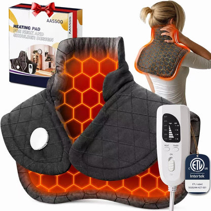 Patented Graphene Weighted Heating Pad for Neck and Shoulders Birthday Gifts for Women Men Mom FSA Eligible Items Only List 3X Deeper Pain Relief Instant Heat Snug Fit Contoured Design ETL Certified