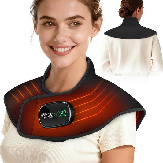 Heating Pad for Neck Shoulder, Cordless Electric Neck Shoulder Heating Pad Wrap 4 Heat Options & 5 Auto Timer for Mom Women