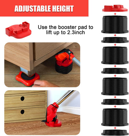Furniture Lift Mover Tool Set, 14pcs Heavy Duty Lifter & Mover Sliders with 360° Swivel Wheels & Adjustable Height Lifting Lever for Moving Couches Sofas Refrigerators, Furniture Appliance