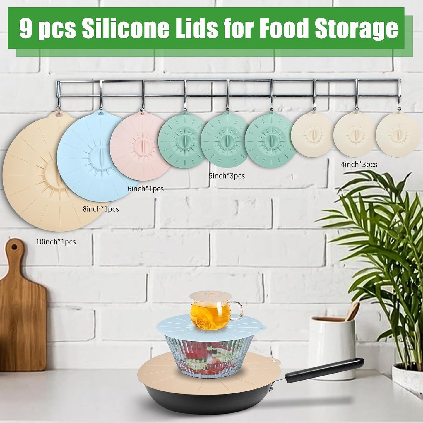 7 Pack Silicone Lids Microwave Splatter Cover, 5 Sizes Reusable Heat Resistant Suction Lids for Bowls Plates Pots Pans Oven Fridge, BPA Free, Ideal Mother's Gift