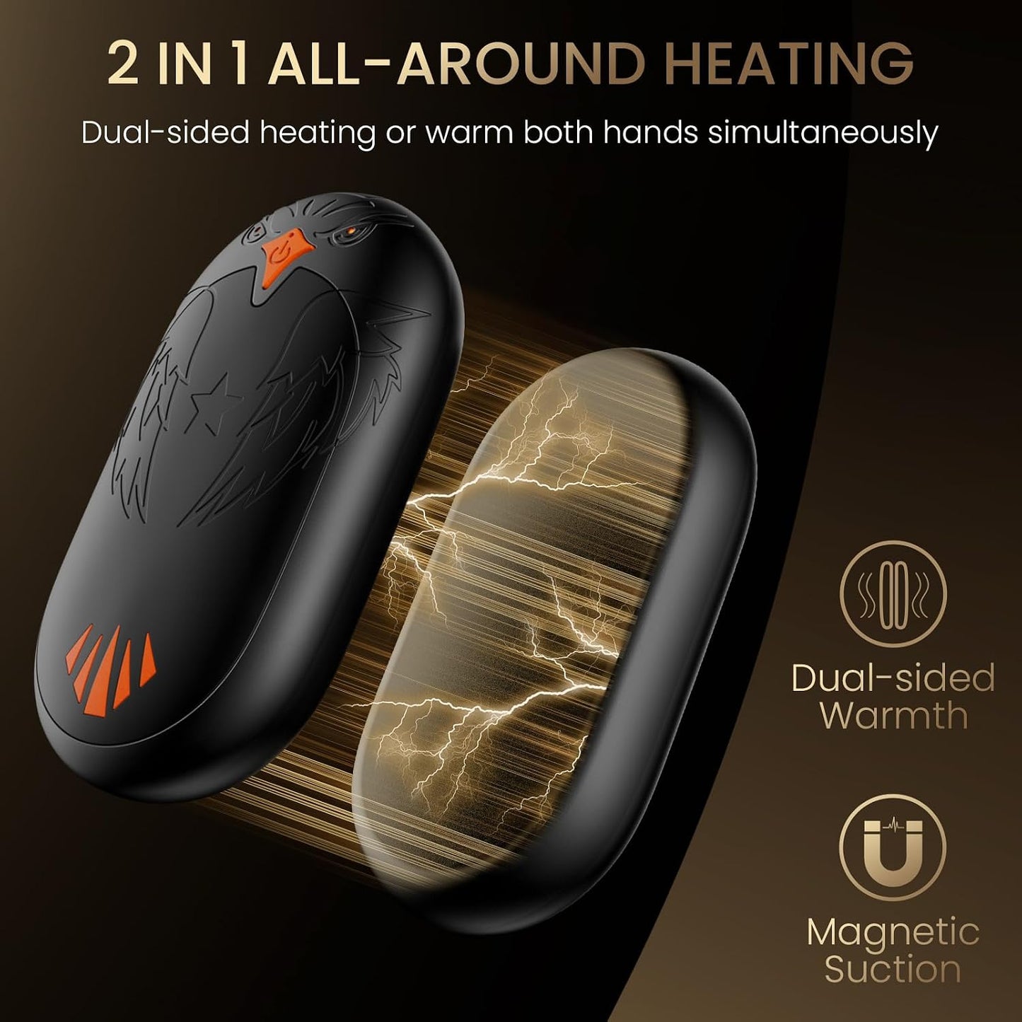 Magnetic Hand Warmers Rechargeable 2 Pack, Ergonomic Electric Hand Warmer, Up to 24hrs, Pocket Size Handwarmers,Warm Gifts for Raynauds, Golf, Men Women