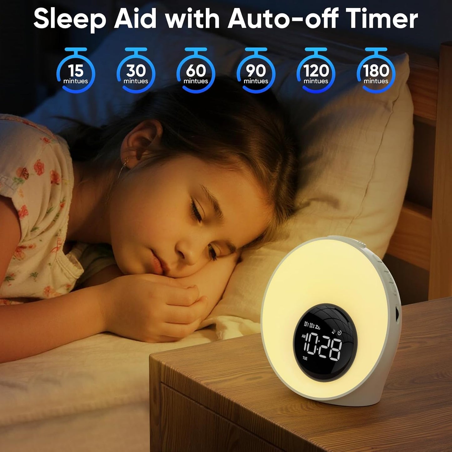 AFEXOA Sunrise Alarm Clock with Wake Up Light & White Noise Machine | 30 Soothing Sounds, 14 Colors Dimmable Nightlights, Digital Dual Alarm Clock for Bedroom/Heavy Sleepers/Adults/Kids