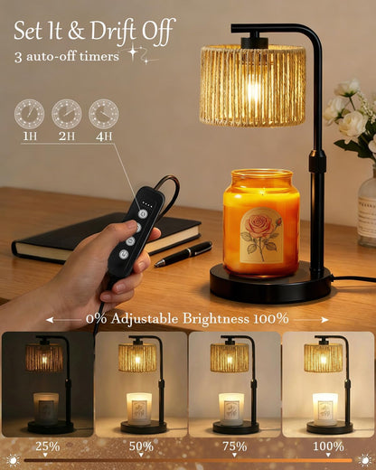 Candle Warmer Lamp with Timer Dimmer, Height Adjustable Modern Farmhouse Candle Warmer, Electric Candle Lamp Warmer with 2 Bulbs, Birthday Gifts for Women Mom, Gift for Home Decor