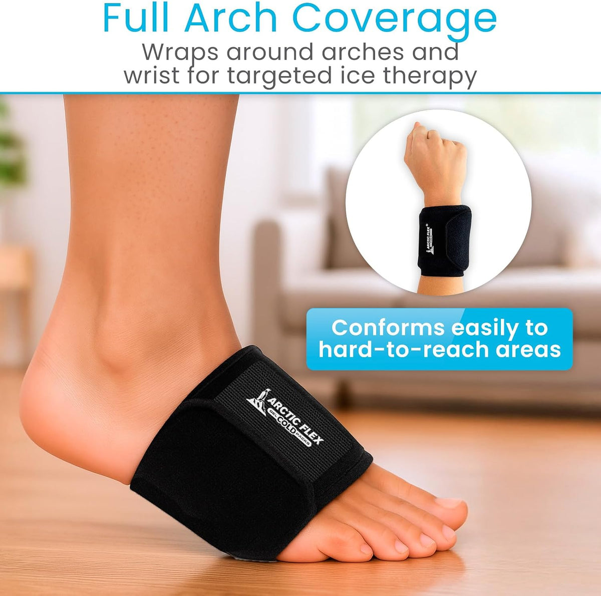 Arctic Flex Foot Ice Pack Wrap - Reusable Gel Cold Brace for Arch Pain
