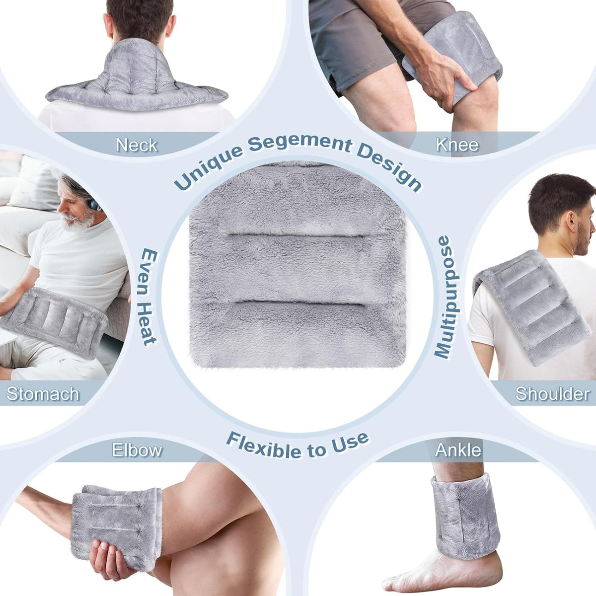 SuzziPad Microwave Heating Pad for Muscle Soreness Fatigue, 7"X16", Gray