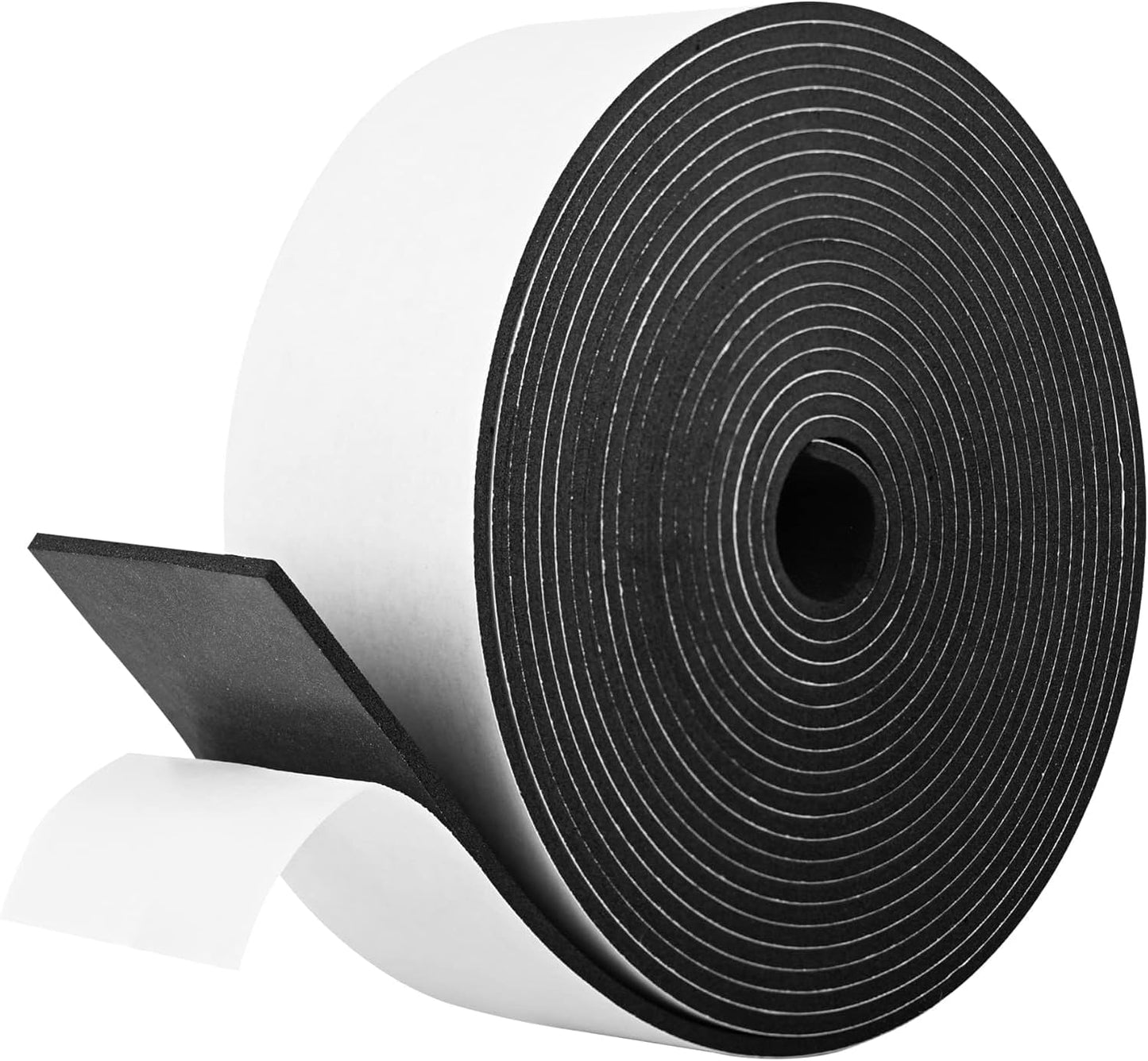 Kikerike Self Adhesive Foam Tape Weatherstrip 1/2In x 1/4In x 42Ft High Density Foam Insulation Strips Seal Weather Stripping with Strong Adhesive for Door and Window Sound Isolation Soundproofing