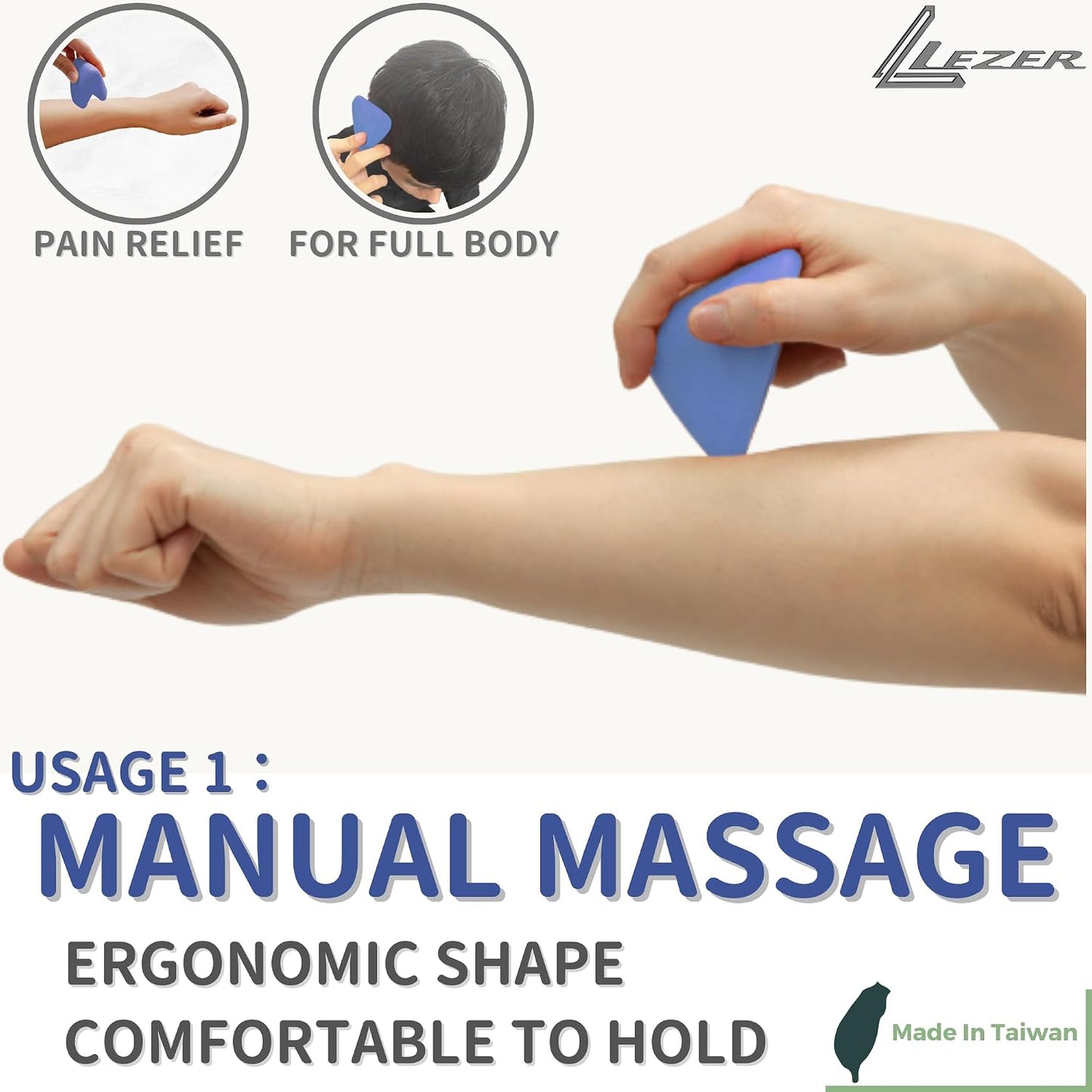 LEZER Trigger Massage Point, Manual Massage Ball, Muscle Knots Relief Tool, Myofascial Release, Physical Therapy, Deep Tissue Back Massage, Plantar Fasciitis, 2.9 in x 2.1 in (Green)