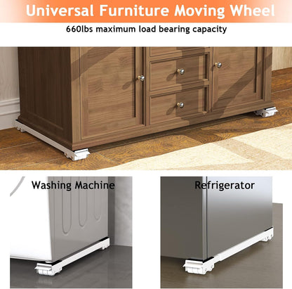 Ronlap Furniture Washing Machine Dolly Extendable Appliance Rollers, White | Heavy duty stand wheels for washing machine, refrigerator. Low profile mover dolly for washer and dryer, fridge & appliances
