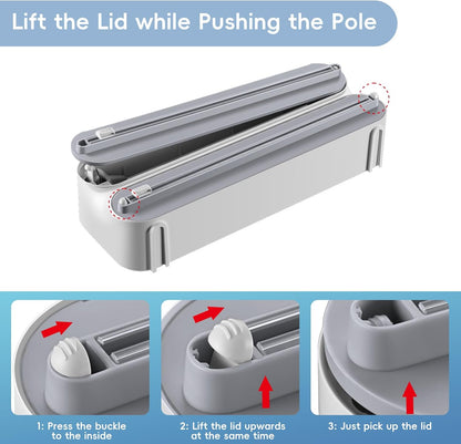 Magnetic Plastic Wrap Dispenser with Cutter,3 in 1 Aluminum Foil wrap Organizer,Upgrade Practical Refillable Cling Wrap Film Cutter，Wall Mount Kitchen Wrap Dispenser - Fits 12" Roll, White
