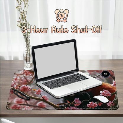 Heated Desk Pad Heated Large Mouse Pad, Electric Quickly Warm Desk Mat with 3 Levels Heating 3 Hours Auto Shut-Off, 31.5" x 13" Warm Gaming Mousepad Hand Foot Warmer, Baby Elephant