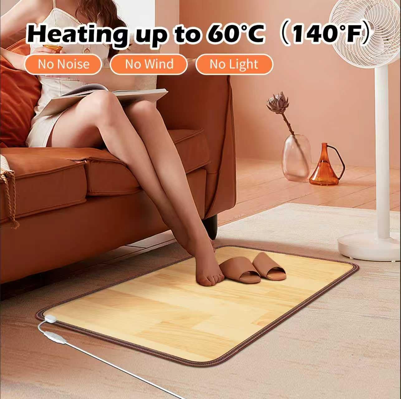 Heated Floor Mat, Foot Warmer Under Desk, Feet Heating Pad with 10 Heat Settings and Timer, Fast Heating for Office, Home, Study Play Room 120V 60W 18.5x14.2 inch SZ