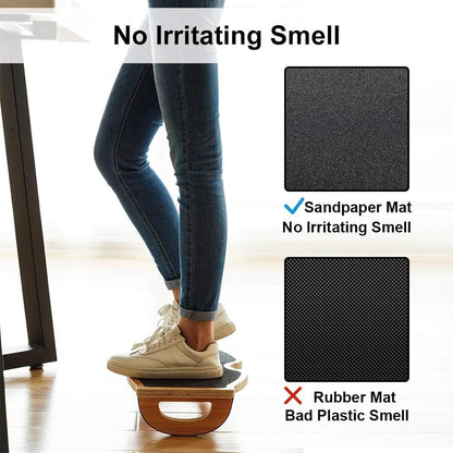 StrongTek Ergonomic Wood Foot Rest for Enhanced Circulation & Comfort, 350lbs Capacity, Rocker Balance Board for Standing Desks, Non-Slip, No Assembly, 18" Wide - Ideal for Office/Home