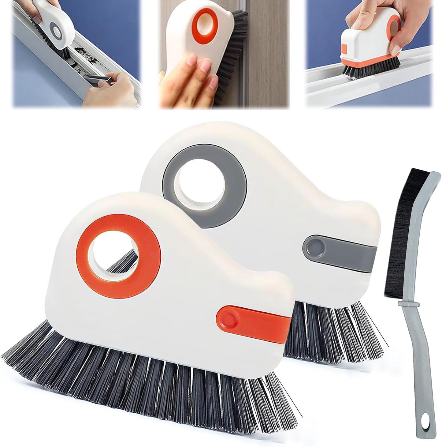 2pcs 2 in 1 Groove Cleaning Brush, Easy to Store Window Track Cleaning Tools, Multifunction Window Track Cleaner, Track Cleaning Tools Suitable for Sliding Door Tracks, Shutter Door Window Track