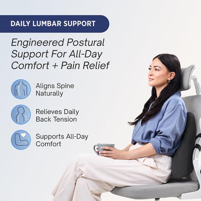 The Forme Cushion - Premium Ergonomic Lumbar Support Pillow | Lower Back Pain Relief Cushion with Adjustable SpineAlign™ Bolster and Dense Memory Foam for All-Day Comfort