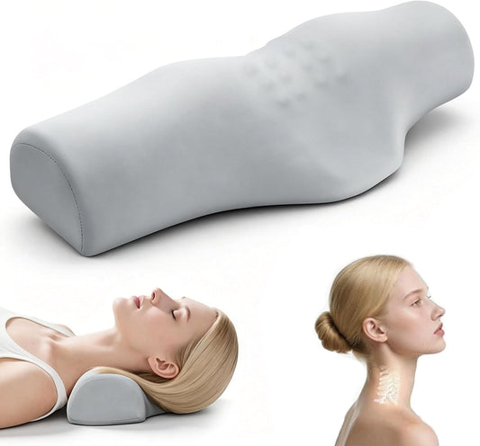 Cervical Neck Pillows, Neck Roll Pillow for Neck Pain Relief, Sleeping Decompression Devices Support and Shoulder Relaxer, High-Density Memory Foam, Neck Bolster (Gray)