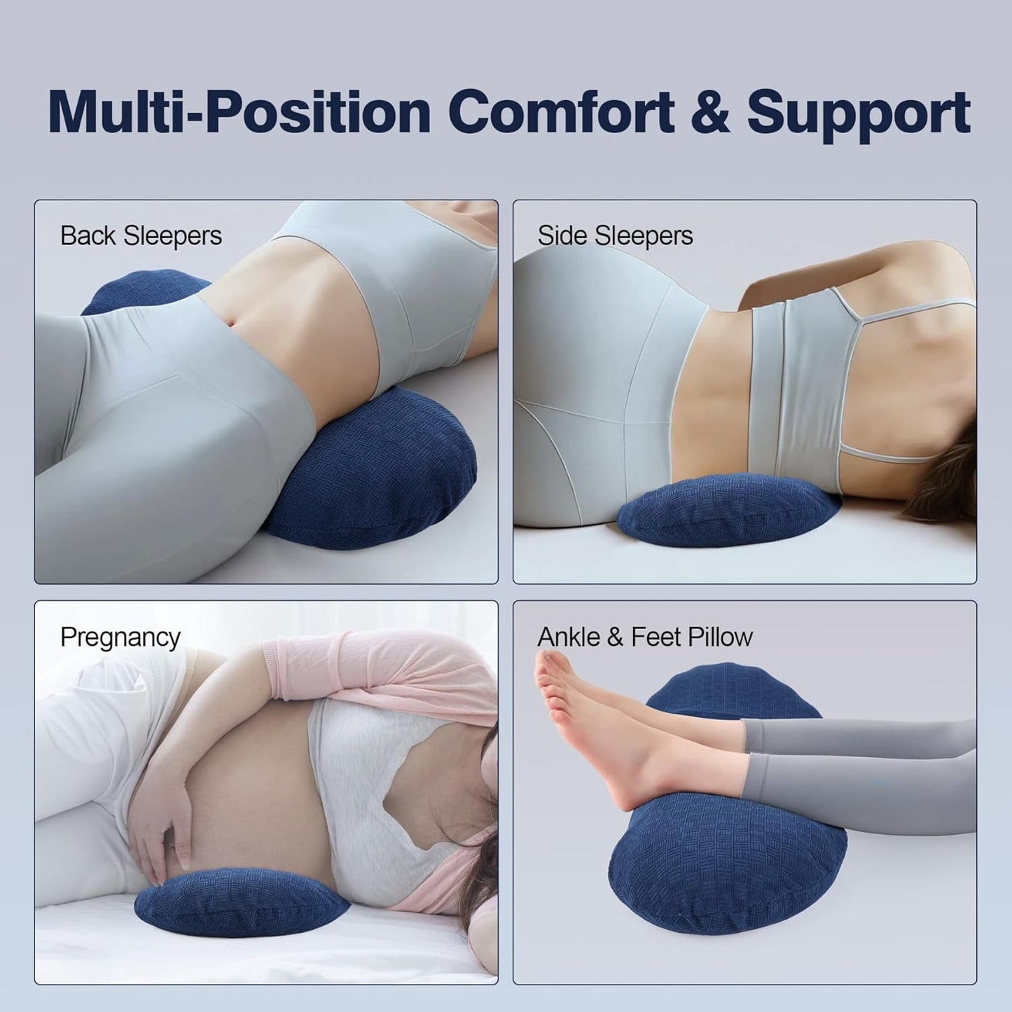COMFYTHERA Lumbar Support Pillow for Sleeping Memory Foam Lumbar Support Cushion for Lower Back Pain Relief, Back Support Bed Pillow Waist Support (Dark Grey, Large)