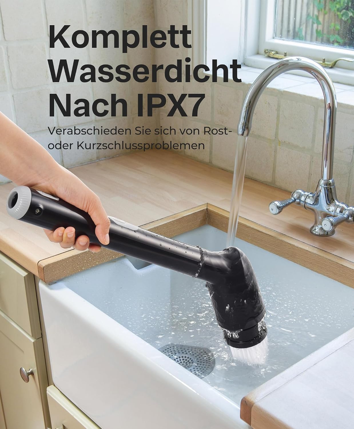 Electric Cleaning Brush, New Full-Body IPX7 Waterproof & 42inch Long Handle | Bathroom Cleaner Brush, Shower Scrubber, 3 Handle Lengths & 7 Heads Replacement, Cleaning Supplies for Tub Shower Tile Floor