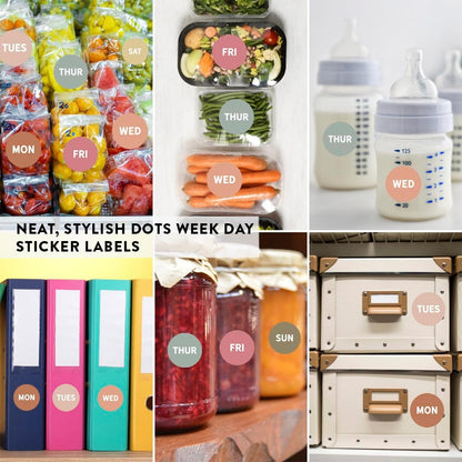 Andaz Press Colorful 7 Days of Week Stickers, Day Week Calendar Stickers for Adults Planner Day Dots Food Labels for Food Containers Date Calendar Planner Stickers Week Day Sticker Labels, 480-Pack