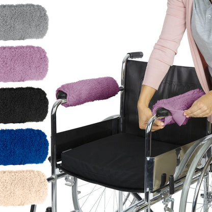 Vive Wheelchair Armrest Pads (2 PCS) - Memory Foam Sheepskin Cushion | Accessories for Transport Electric Wheel Chair Arm Rests - for Adults, Seniors, Handicapped - Soft Support for Office Chair