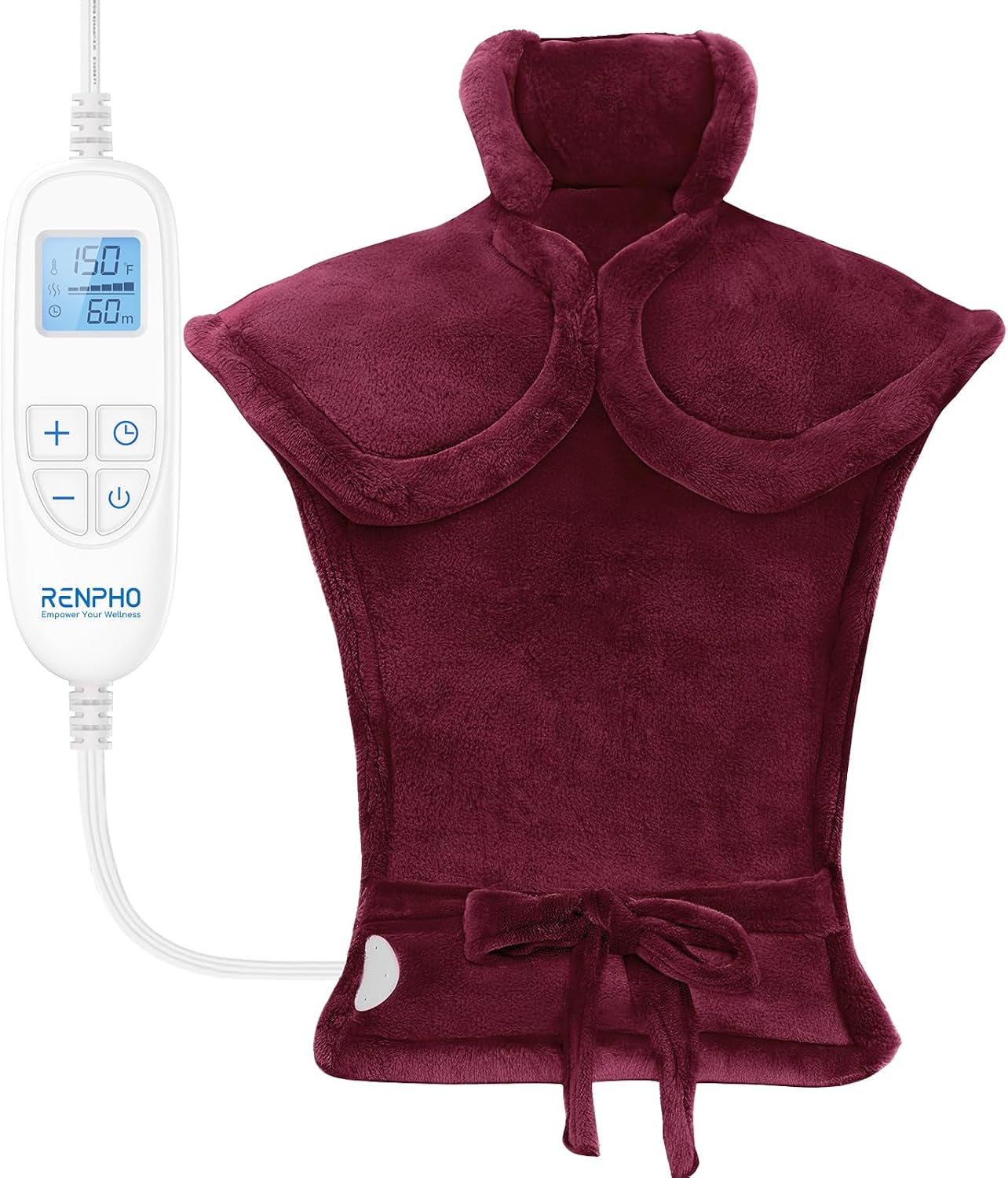 RENPHO Electric Heating Pad - 6 Heat Levels for Neck Shoulder and Back, Birthday Gifts for Women Men Mom Dad, Weighted Pad for Snug Fit, ETL Safety Certified, FSA Eligible, 24"x33" Gray