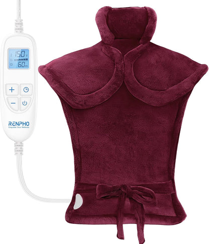 RENPHO Electric Heating Pad - 6 Heat Levels for Neck Shoulder and Back, Birthday Gifts for Women Men Mom Dad, Weighted Pad for Snug Fit, ETL Safety Certified, FSA Eligible, 24"x33" Gray