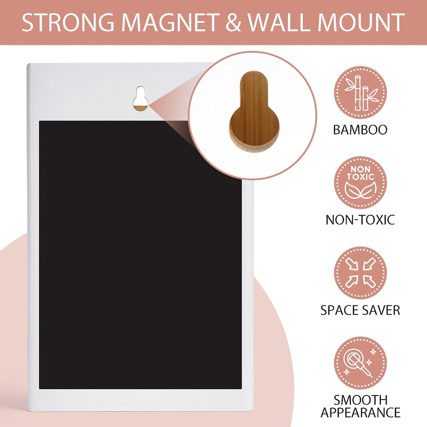 FJO 2 Pack Magnetic Lint Bin 10’’ x 7’’ and Dryer Sheet Holder 8’’ x 5’’ | Wall Mounted Bamboo Wood Trash Can Compact Size Laundry Room Accessories Supplies