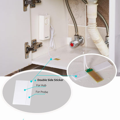 Water Leak Sensor Detector, 120dB, 37.8 Inches Cable, 3 Packs | Flood Alarm for Basement, Under Sink, Sump Pump, RV, Kitchen, Water Heater, Apartment Management, Moisture, Battery Operated